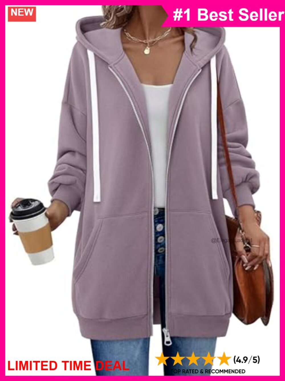 Zip Up Hoodie Drawstring Fleece Sweatshirt with Pockets Casual